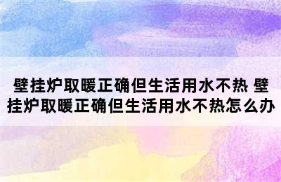 壁挂炉取暖正确但生活用水不热 壁挂炉取暖正确但生活用水不热怎么办